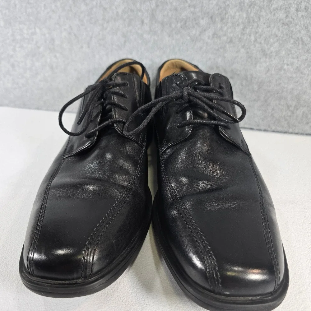 Clarks Mens Tilden Walk Black Leather Derby Shoes Square Toe Oxford 8.5 M